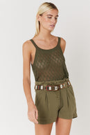 Short Denim Taille Haute - Khaki