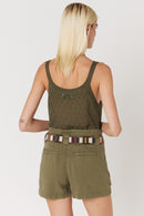 Short Denim Taille Haute - Khaki