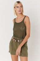 Short Denim Taille Haute - Khaki