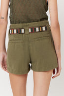Short Denim Taille Haute - Khaki