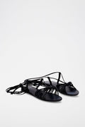 Sheepskin Leather Sandals - Black