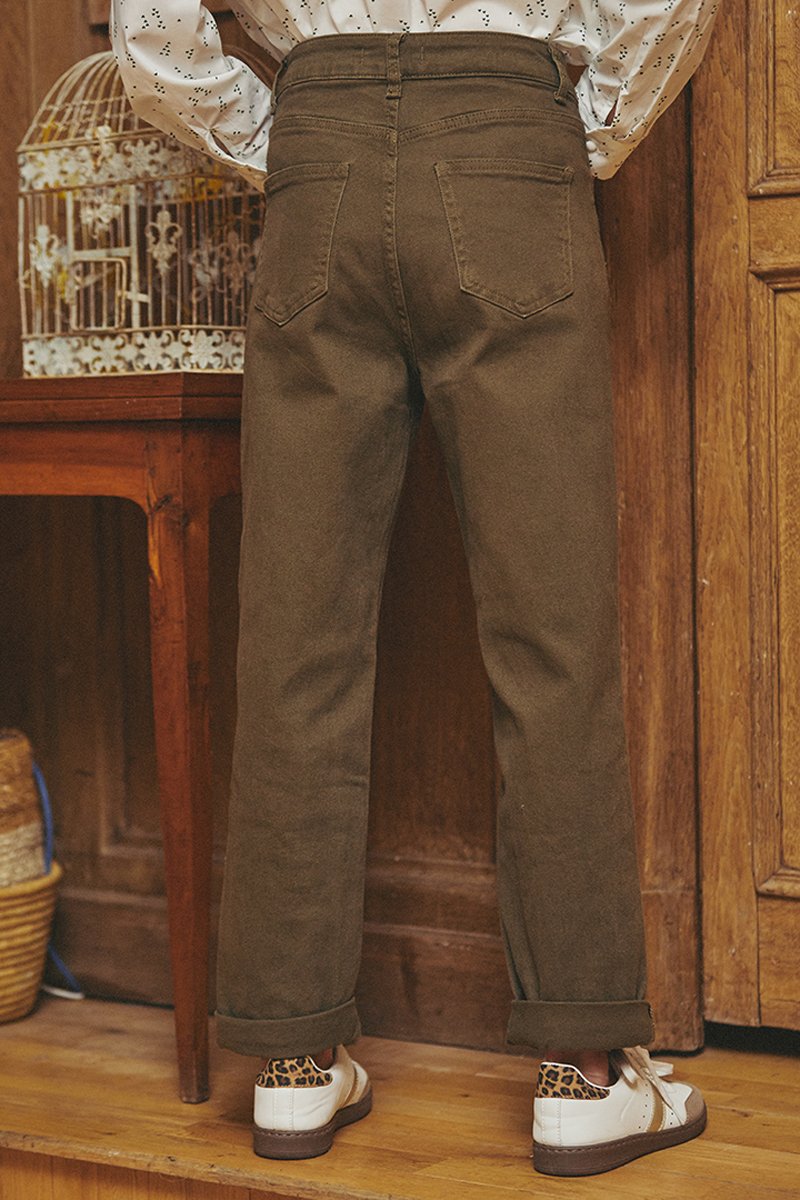 Karl Marc John - Pantalón recto de talle alto Pepitte - Caqui