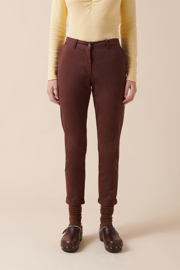 Chino Droit 7/8 En Coton Biologique Provence - Marron