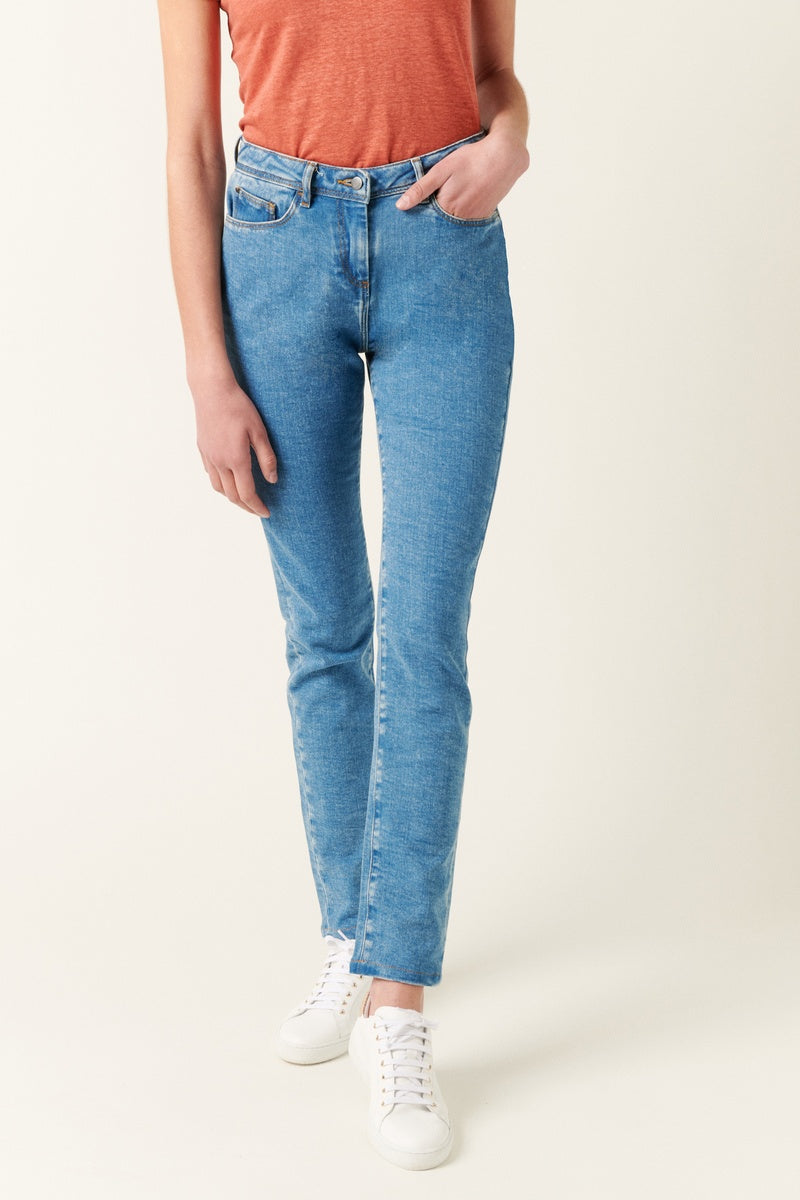 Straight Leg Jeans in Organic Cotton - Blue