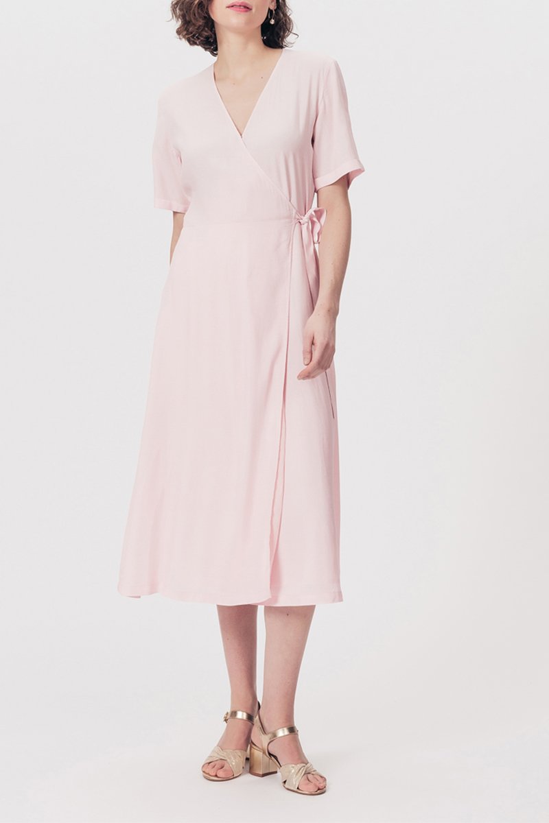 Vestido Cruzado Rozanarose Rosa Empolvado