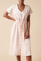 Robe Longue En Lin - Rose