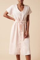 Vestido largo de lino - Rosa