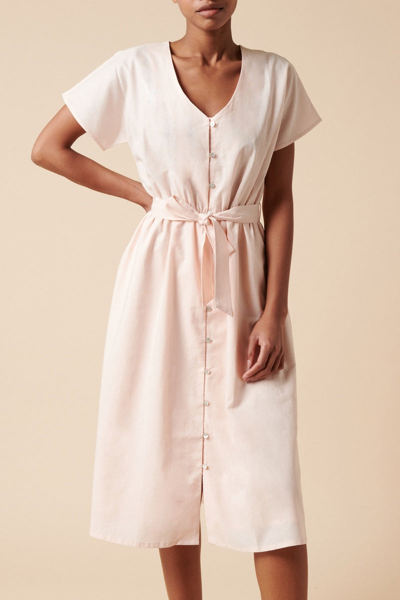 Vestido largo de lino - Rosa