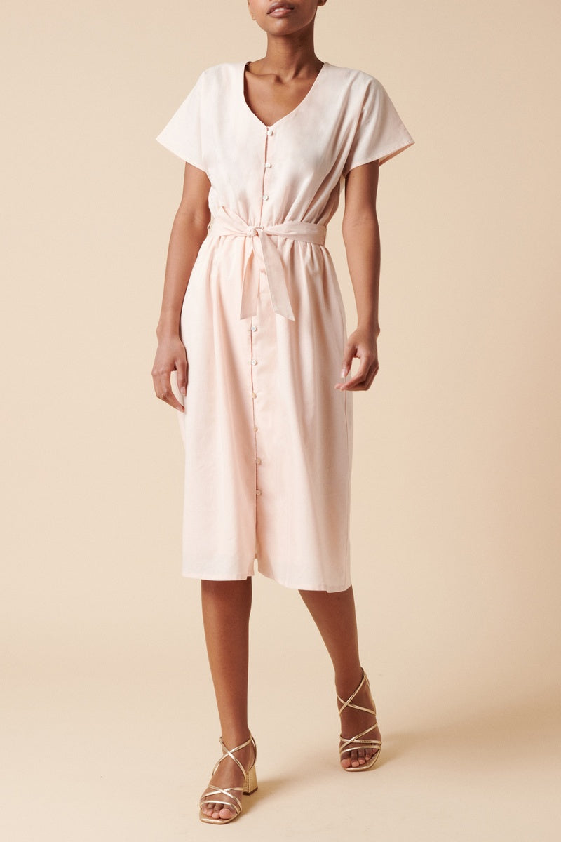 Robe Longue En Lin - Rose