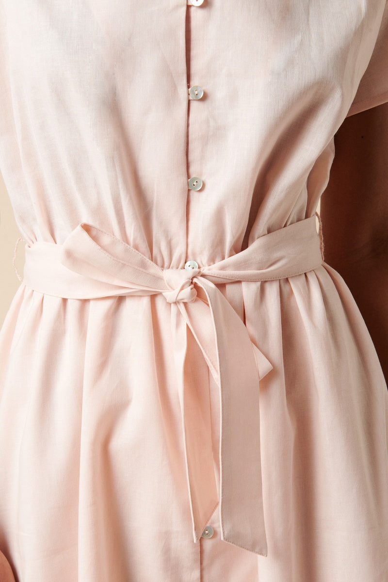 Robe Longue En Lin - Rose