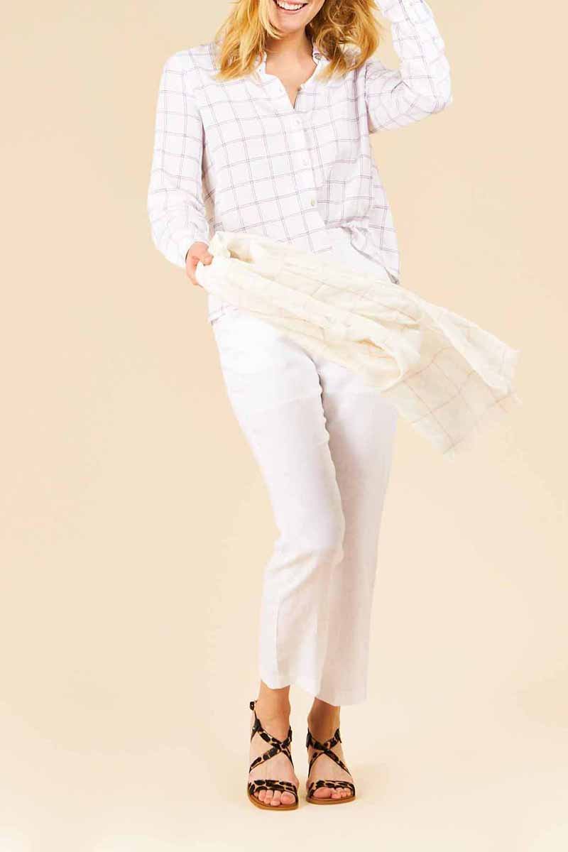 Blusa De Lino Campestre - Blanco