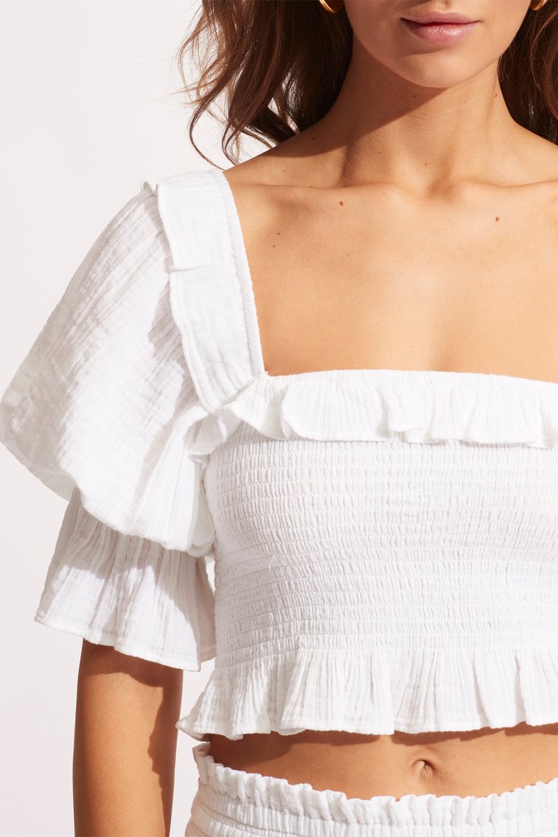 Beachedit Beach Crop Top - White