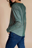 Blouse Rayée Astrid - Bleu Canard Et Argenté