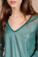 Blouse Rayée Astrid - Bleu Canard Et Argenté