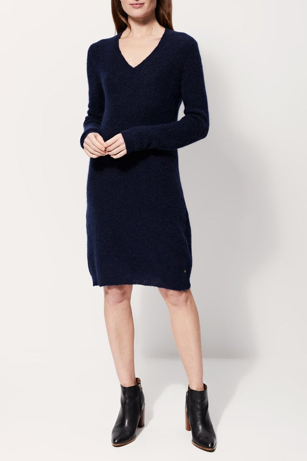 Robe Pull En Mohair Et Laine Richelet - Bleu Marine
