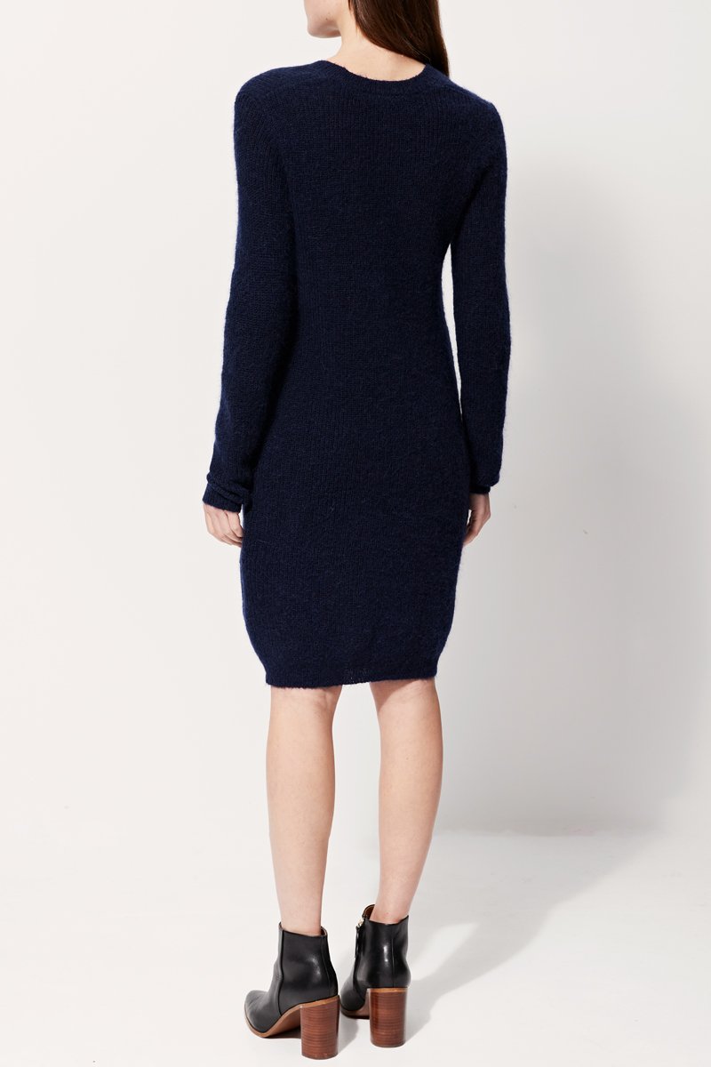 Robe Pull En Mohair Et Laine Richelet - Bleu Marine