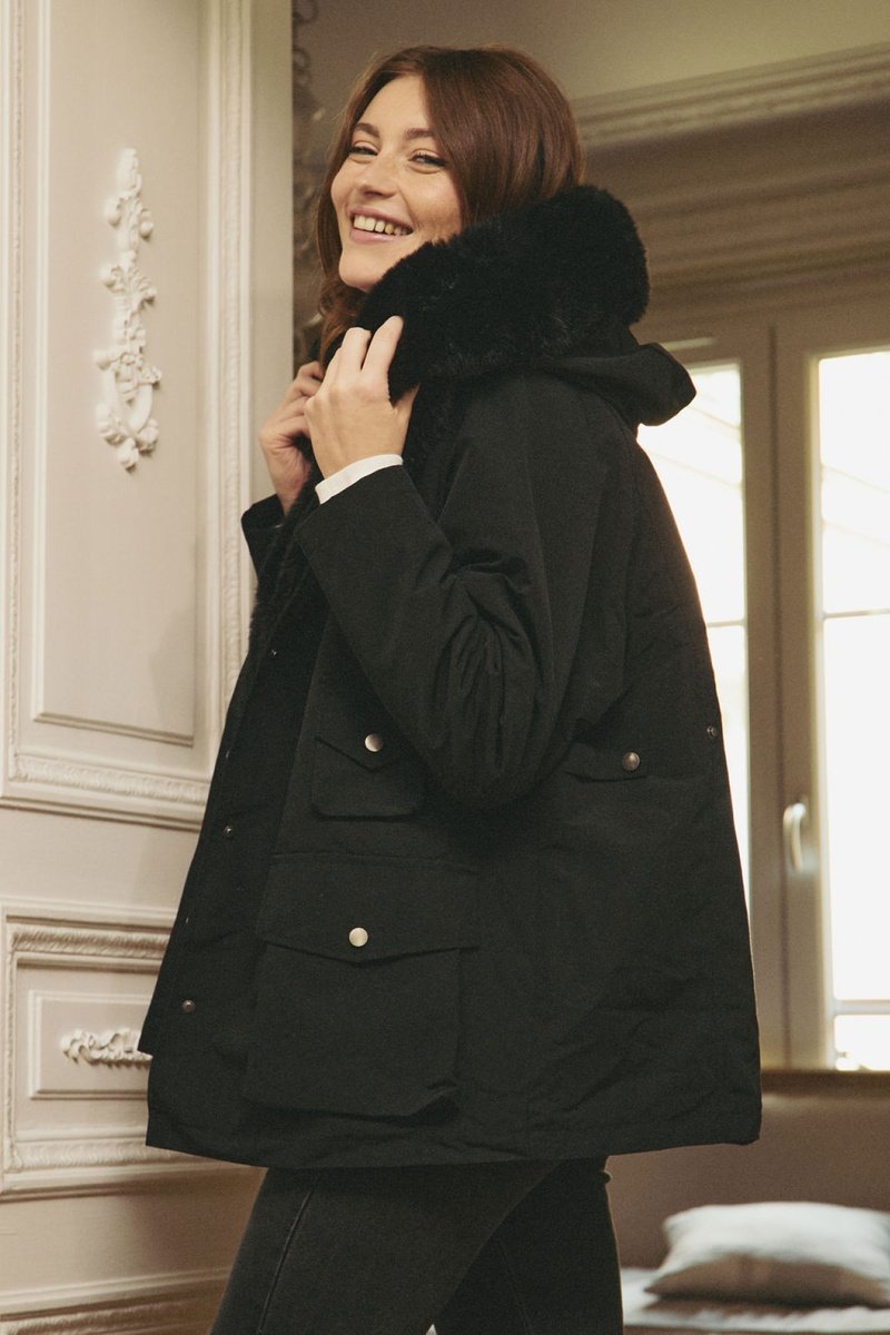Lorraine Hooded Parka - Black