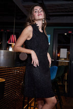 Rafine Skater Dress - Black