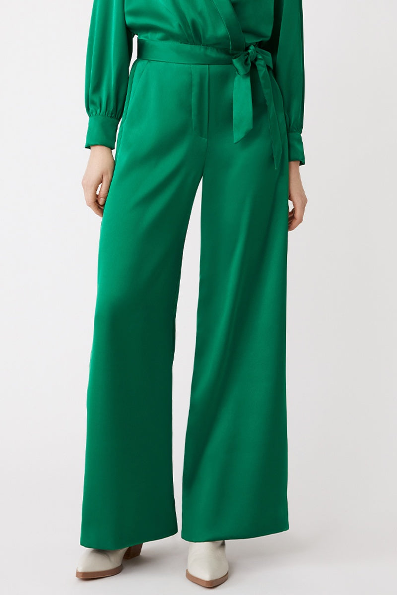 High-Waisted Trousers - Green