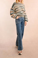 Pull - Beige Et Bleu - Femme