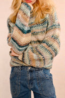 Pull - Beige Et Bleu - Femme