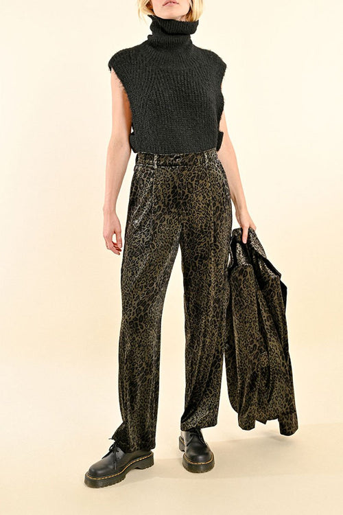 High-waisted trousers - Khaki - Molly Bracken - Women's