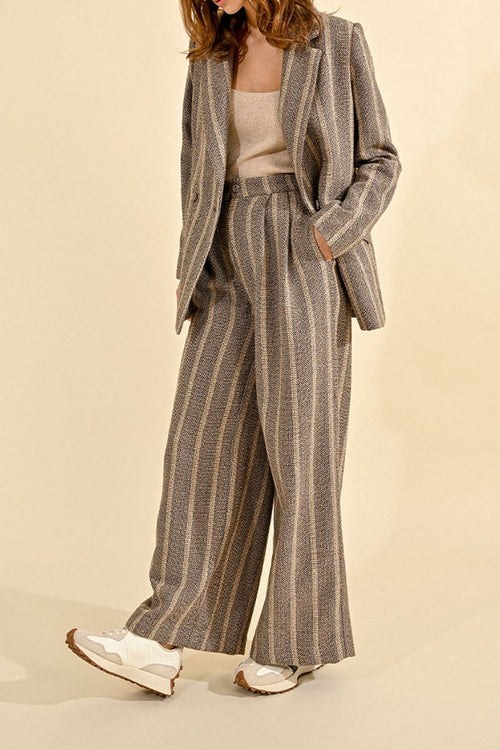 High-waisted trousers - Beige - Molly Bracken - Women's