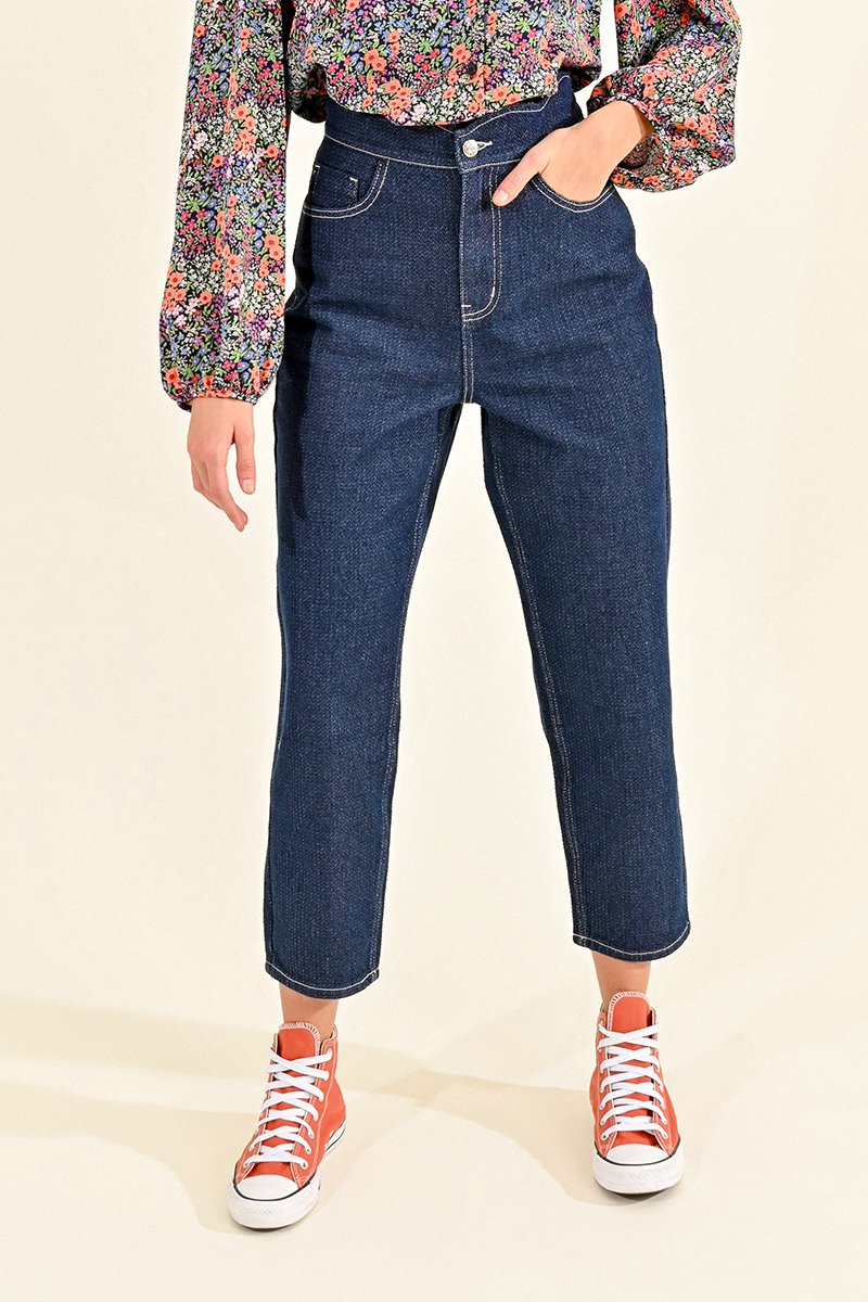 Jean 7/8 Taille Haute - Bleu Foncé - Lili Sidonio - Femme