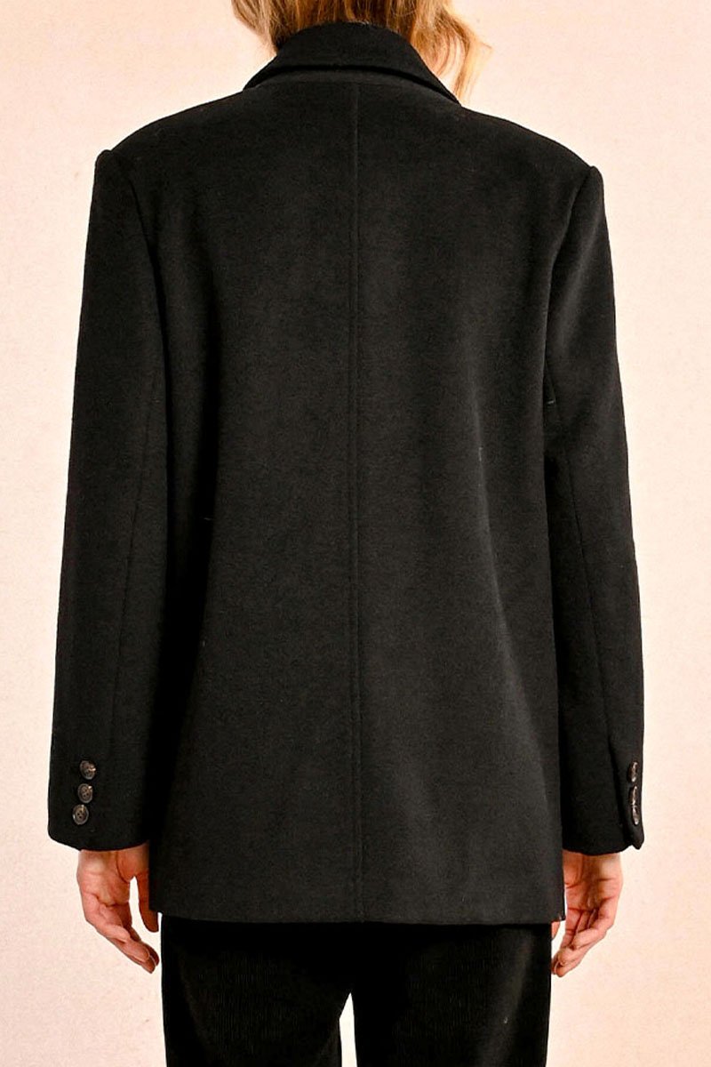 Wool Coat - Black - Molly Bracken - Women's