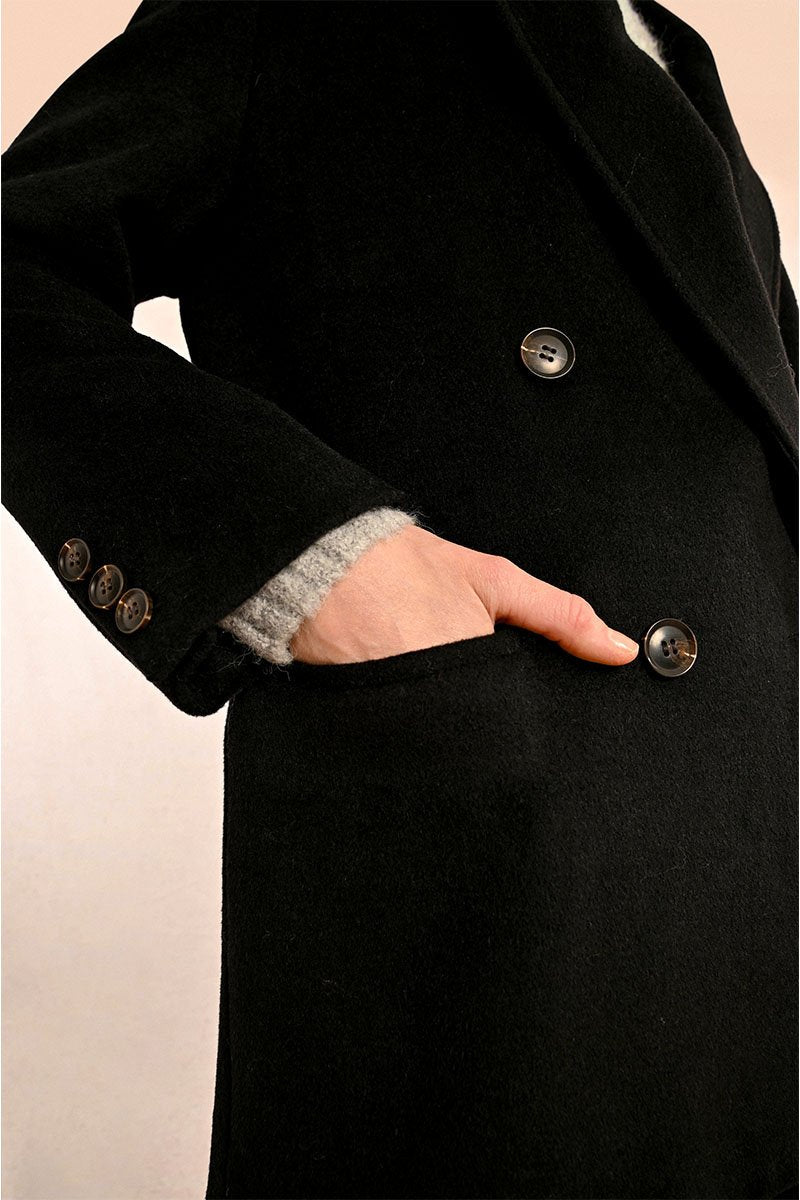 Wool Coat - Black - Molly Bracken - Women's