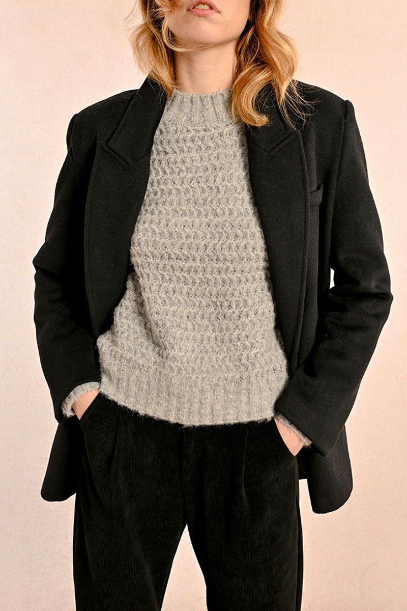 Wool Coat - Black - Molly Bracken - Women's