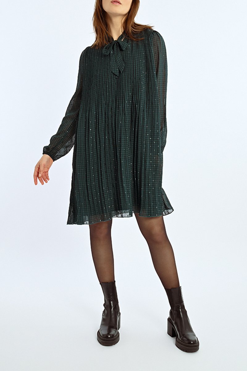 Robe Plissée - Vert Foncé - Lili Sidonio - Femme