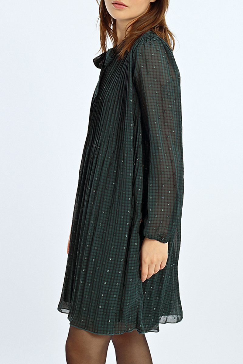 Robe Plissée - Vert Foncé - Lili Sidonio - Femme