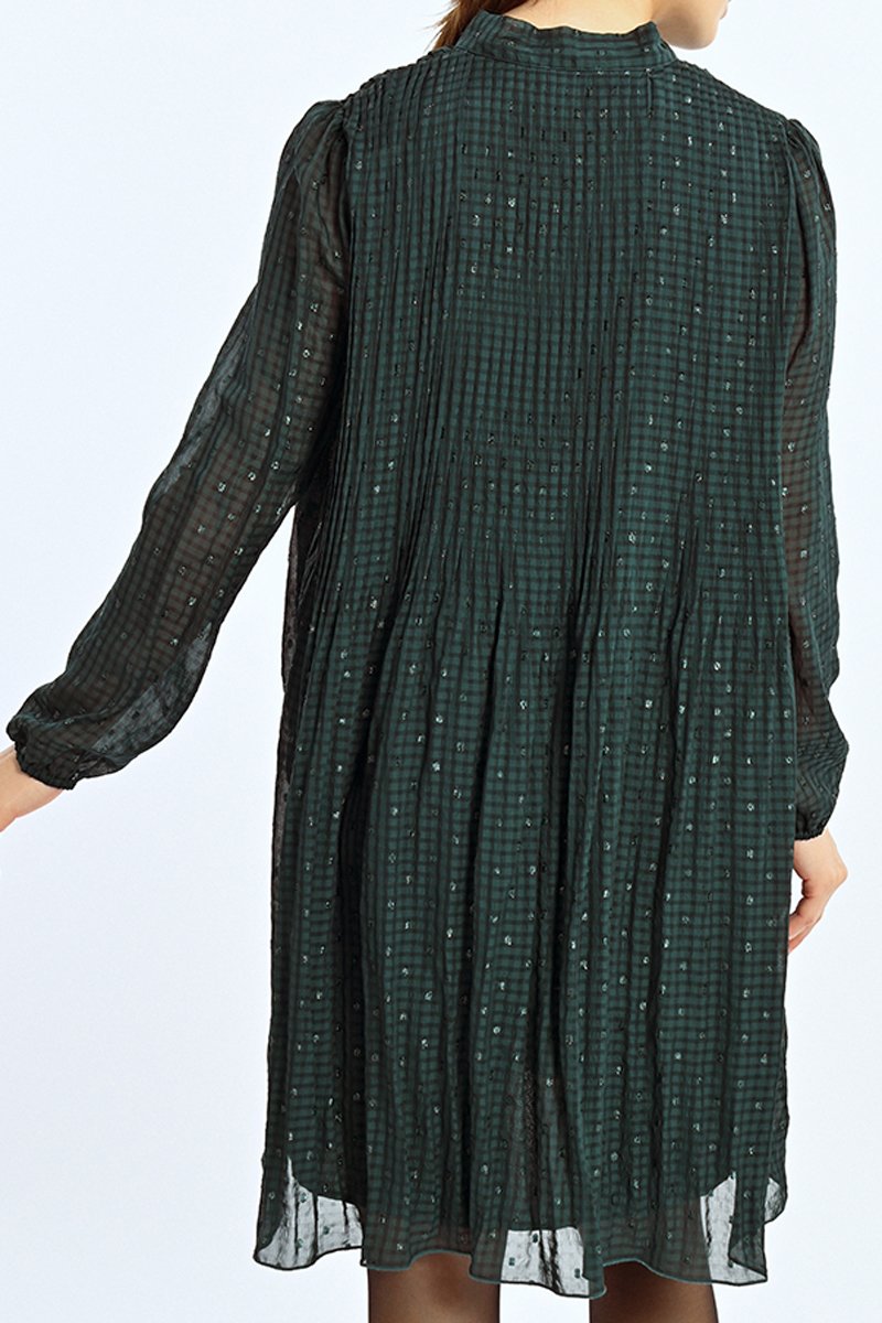 Robe Plissée - Vert Foncé - Lili Sidonio - Femme