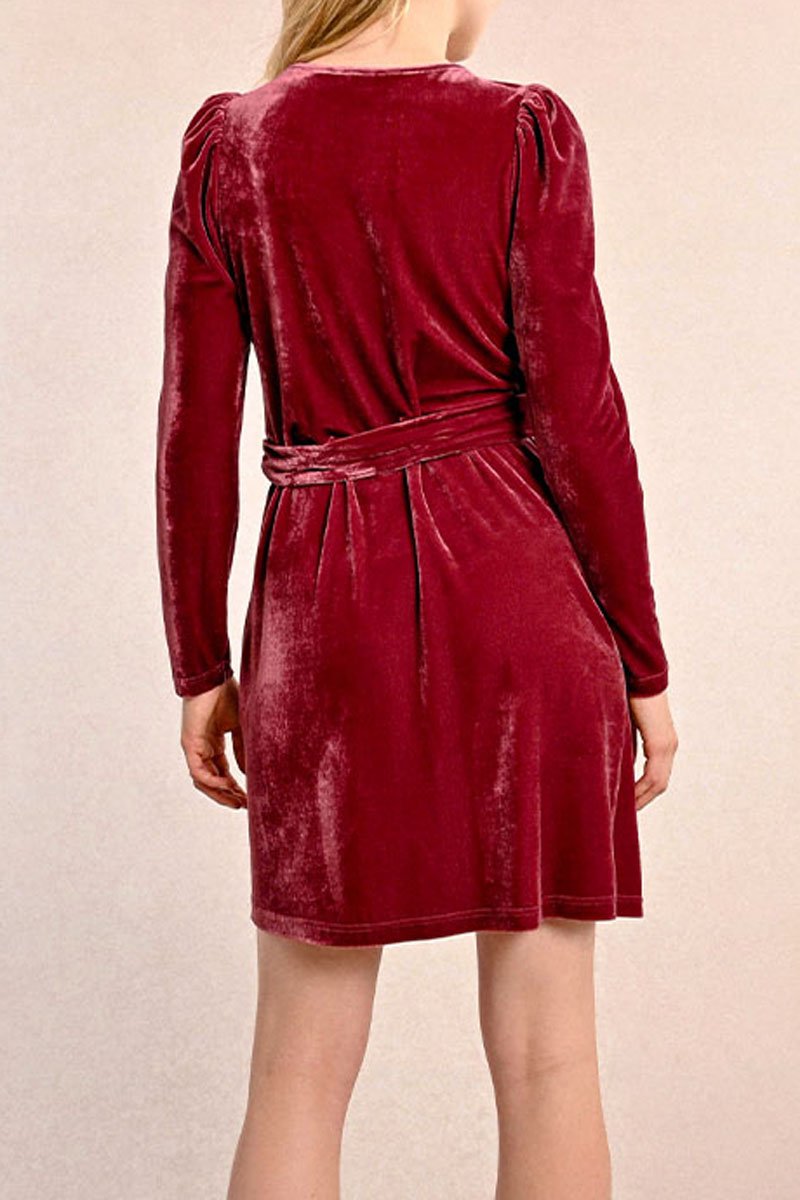 Wrap Dress - Burgundy - Molly Bracken - Women's
