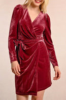 Wrap Dress - Burgundy - Molly Bracken - Women's