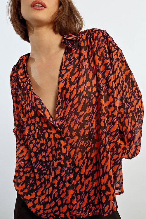 Blouse - Black and Orange - Lili Sidonio - Women's