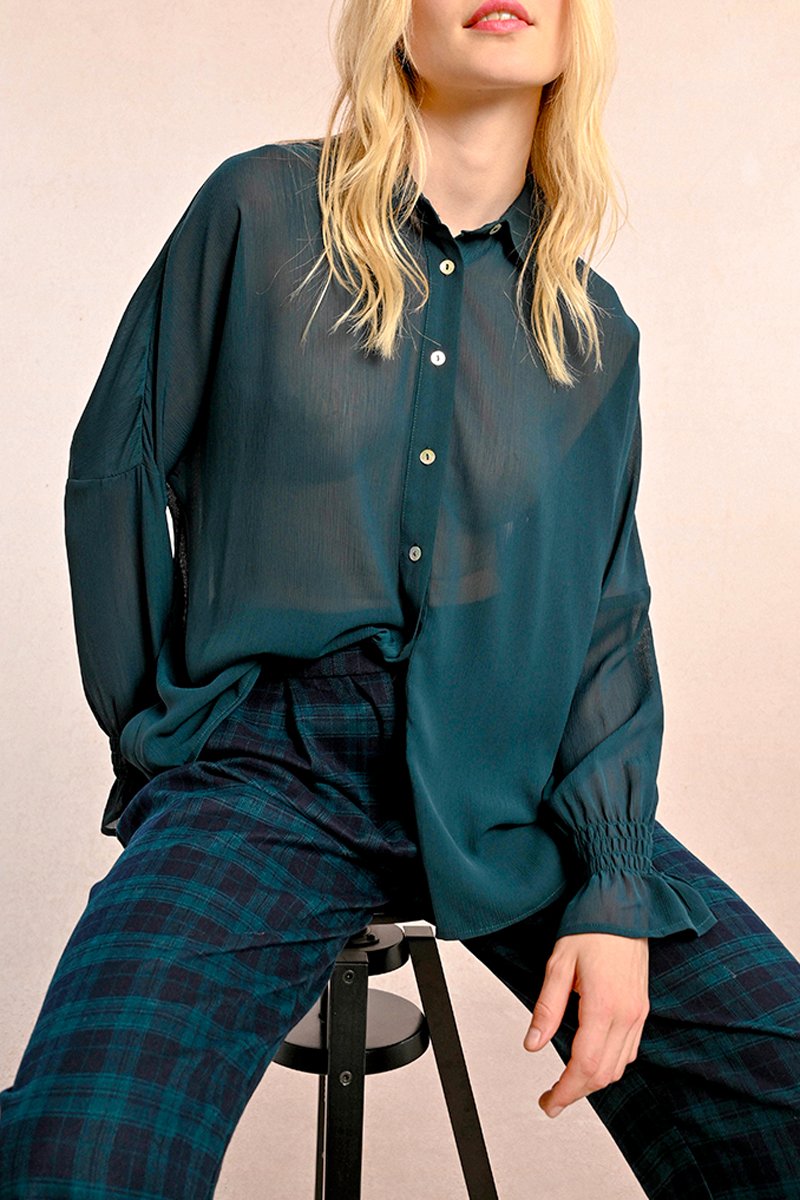 Blouse - Teal Blue - Molly Bracken - Women's
