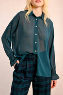 Blouse - Teal Blue - Molly Bracken - Women's