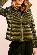 Hooded Puffer Jacket - Khaki - Molly Bracken - Women's