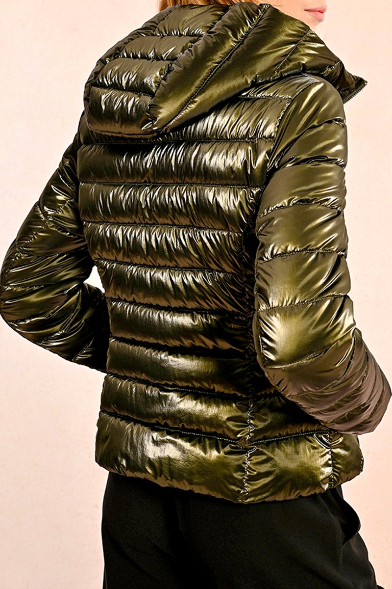 Hooded Puffer Jacket - Khaki - Molly Bracken - Women's