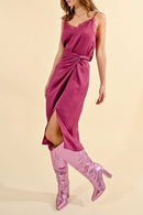 Jupe Midi Taille Haute - Fuchsia - Molly Bracken - Femme