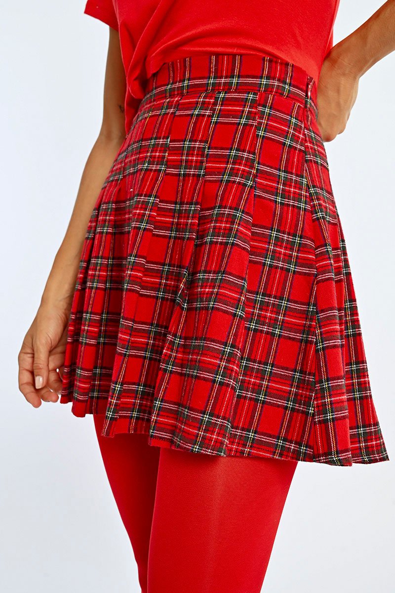 Pleated Skirt - Red - Lili Sidonio - Women's