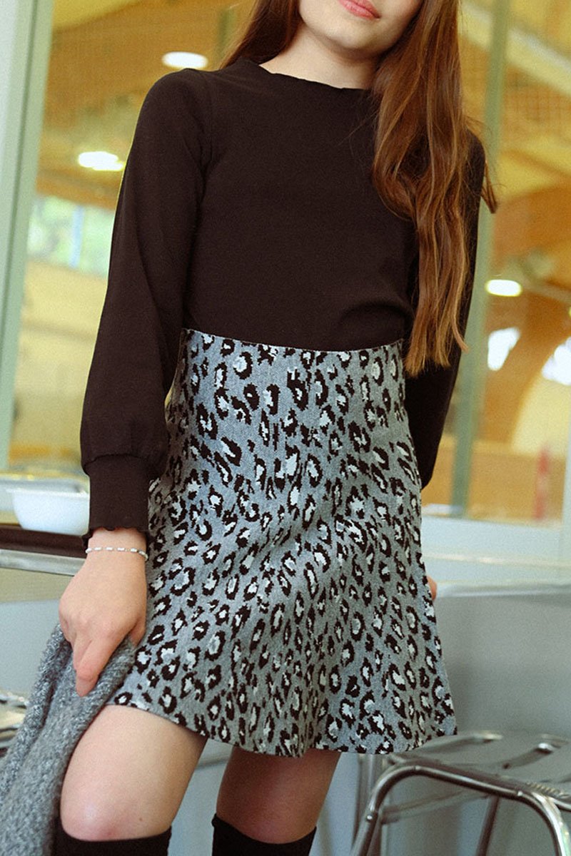 Jupe Patineuse Taille Haute - Gris - Molly Girl - Enfant