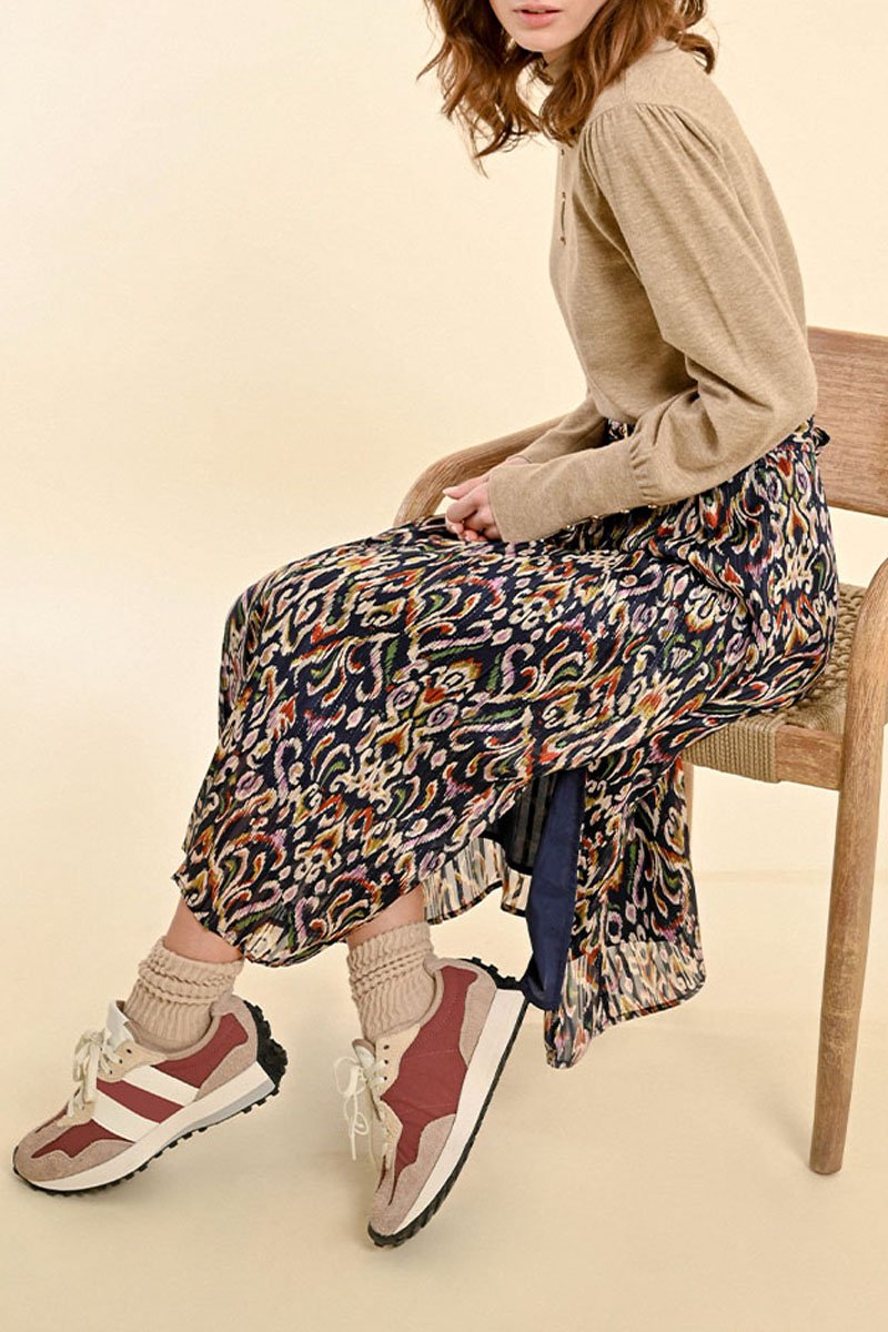 High-Waisted Midi Skirt - Black - Molly Bracken - Women's