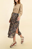 High-Waisted Midi Skirt - Black - Molly Bracken - Women's