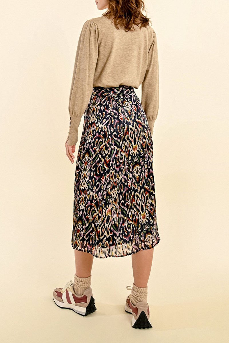 High-Waisted Midi Skirt - Black - Molly Bracken - Women's