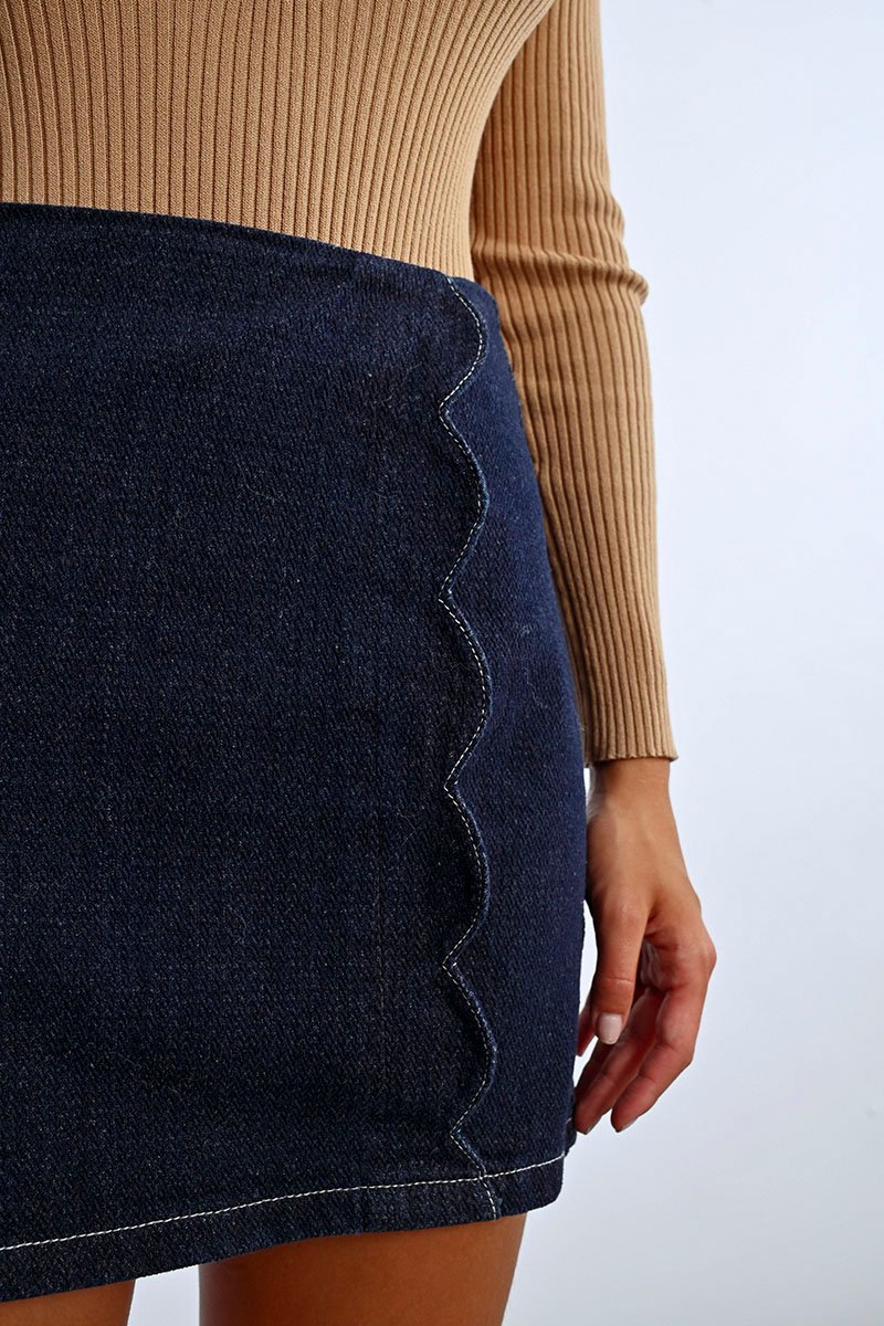 Jupe Droite - Bleu Foncé - Lili Sidonio - Femme