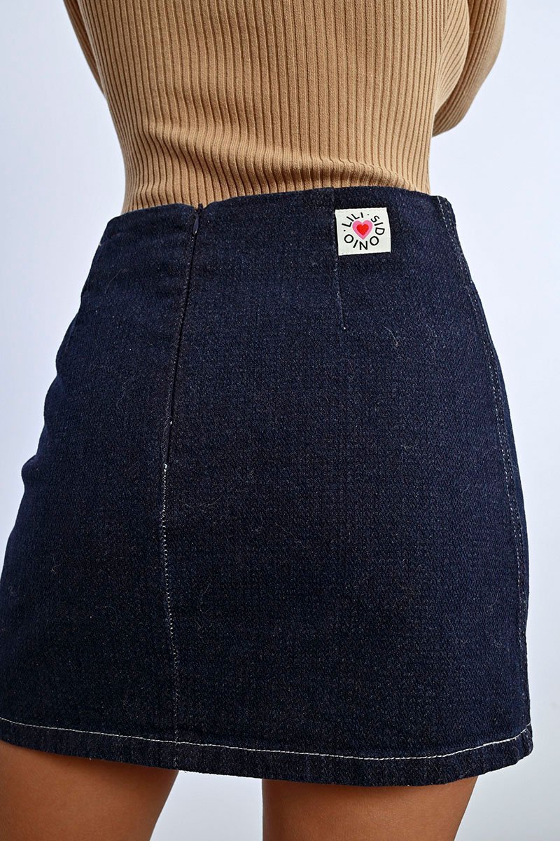 Jupe Droite - Bleu Foncé - Lili Sidonio - Femme