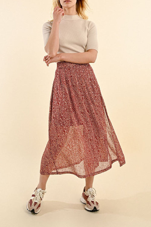 Midi Skirt - Red - Molly Bracken - Women's